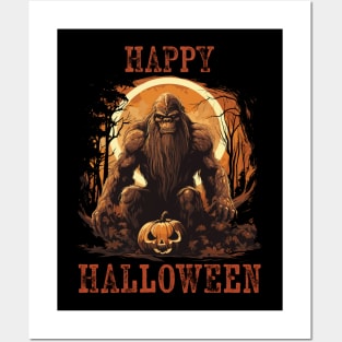 Creepy Bigfoot Halloween Design Posters and Art